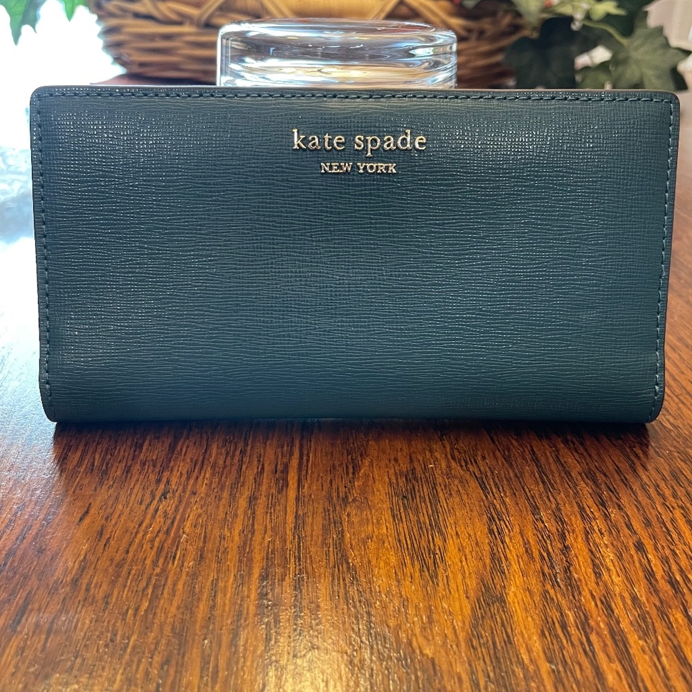 Kate Spade dark teal snap wallet